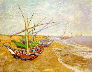 Vincent Van Gogh Fishing Boats on the Beach at Saintes-Maries France oil painting reproduction